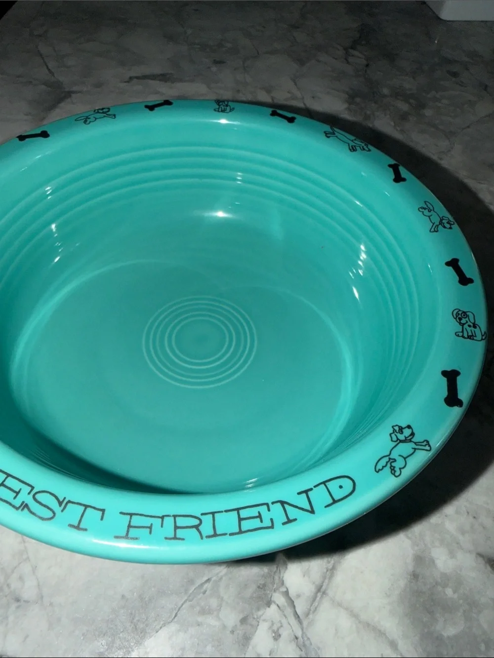 Fiesta Teal Ceramic Pet Bowl with Dog Motifs